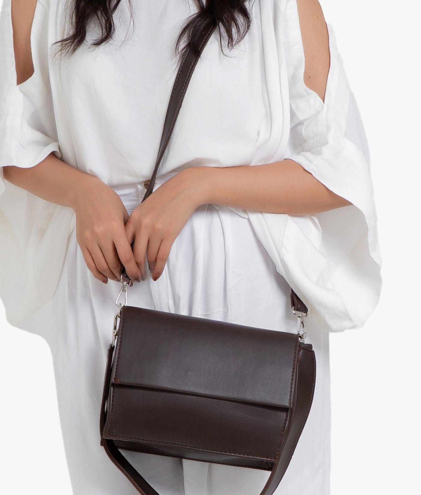 Dark brown mini cross-body bag