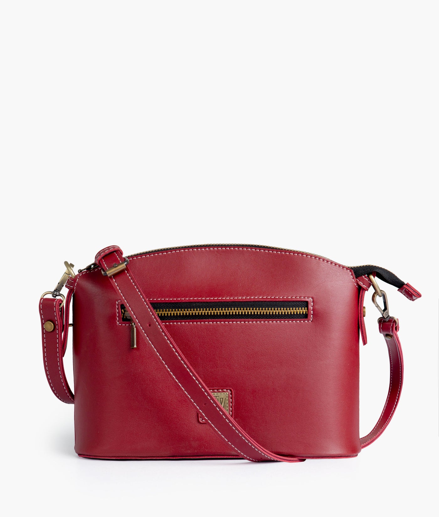 Maroon dome cross-body bag