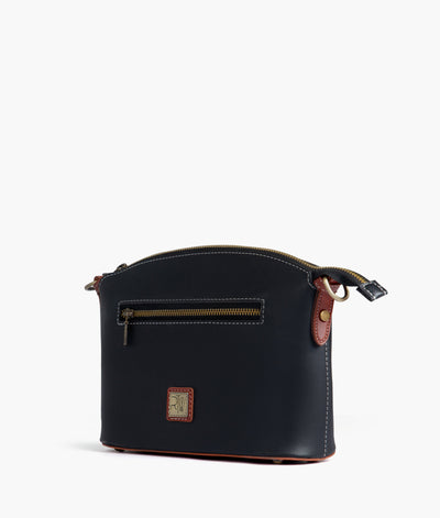 Black and rust dome cross-body bag