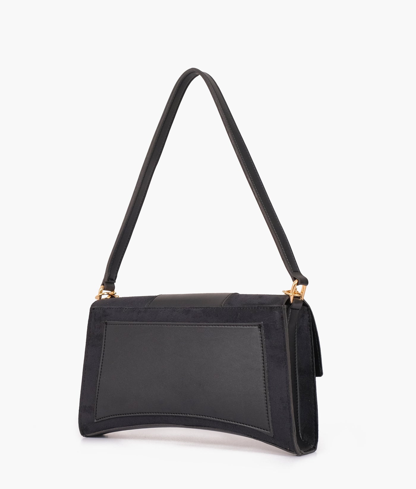 Black suede buckle envelope bag