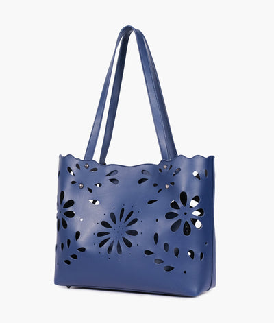 Blue two-piece floral tote