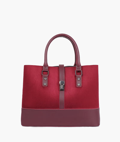 Burgundy suede multi-compartment shoulder bag