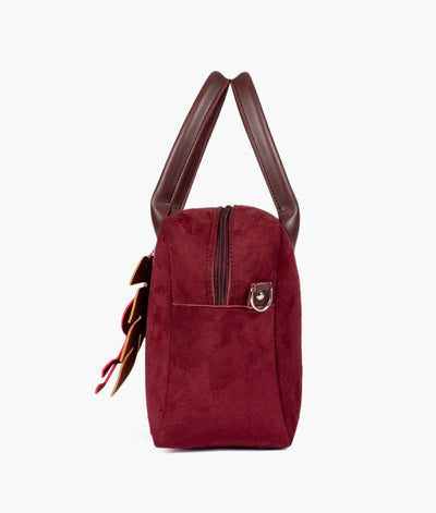 Burgundy suede mini bowling bag