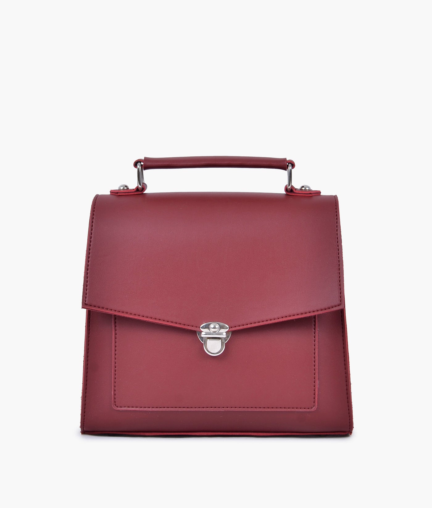 Maroon push-lock messenger bag