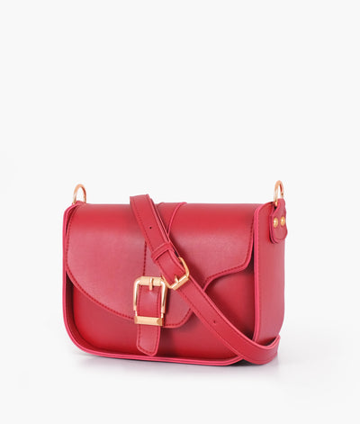 Maroon saddle buckle bag