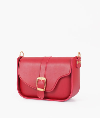 Maroon saddle buckle bag