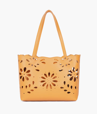 Mustard two-piece floral tote