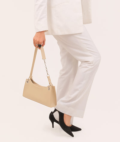 Off-white elongated chain handle purse