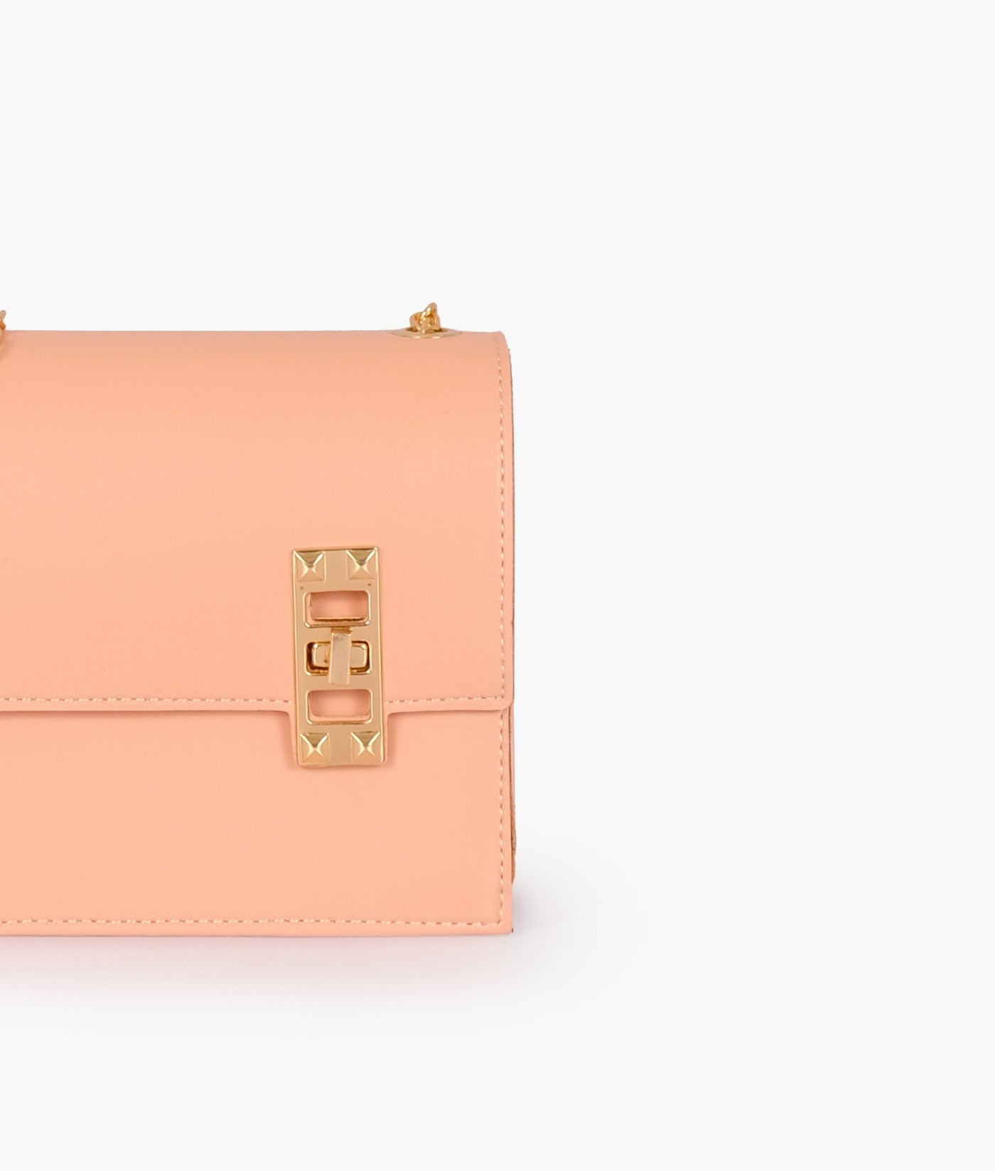 Peach chain shoulder bag with twist lock